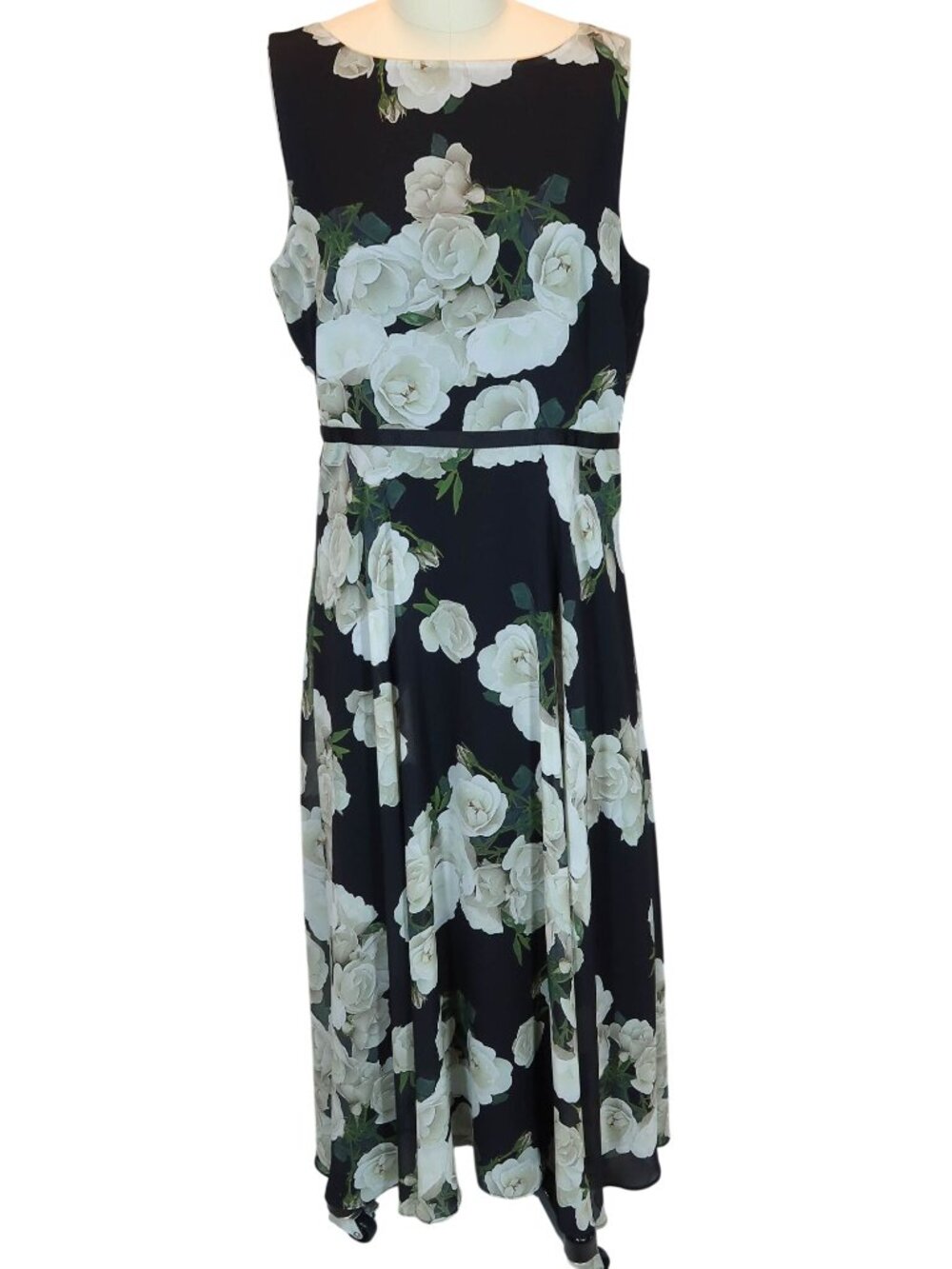 HOBBS LONDON Carly Rose Floral Maxi Dress Size 8 US Tea Brunch Wedding Black